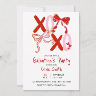 cute xo Galentine’s Day invitation, girly invite 招待状