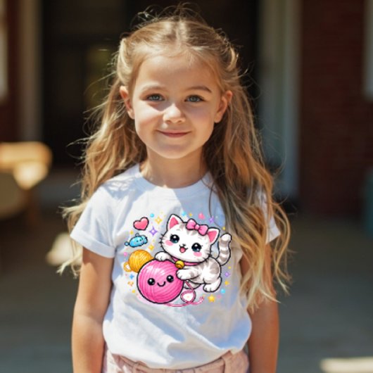 Cute Y2K Kitty Sparkle Toddler Tee トドラーTシャツ