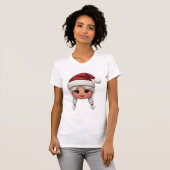 Cute Yarn Christmas Girl Face – Cozy Knit Tシャツ (正面フル)