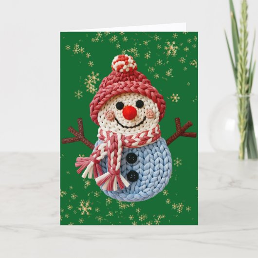Cute Yarn Snowman (Faux, Not actual Yarn) シーズンカード (正面)