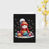 Cute Yarn Snowman Quilter Christmas Crochet Knitti カード (黄色い花)