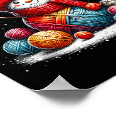 Cute Yarn Snowman Quilter Christmas Crochet Knitti ポスター (角)