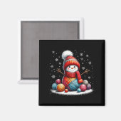 Cute Yarn Snowman Quilter Christmas Crochet Knitti マグネット (正面/裏面)