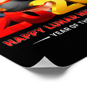 Cute Year Of The Horse -black Fun Happy Lunar New  ポスター (角)