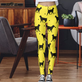 Cute Yellow And black Animal Pet Dots Cat Pattern  レギンス