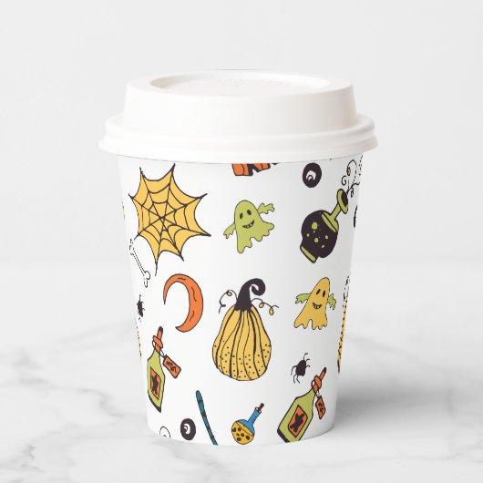 Cute Yellow and Green Boo Halloween Paper Cups 紙コップ (左)