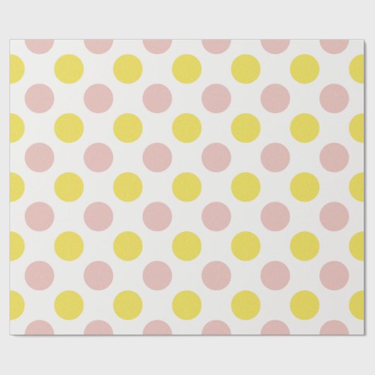 Cute Yellow and Pink Polka Dot  ラッピングペーパー (フラット)