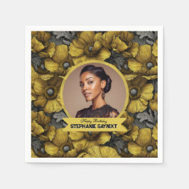 Cute  Yellow Anemones Forty Birthday Trendy スタンダードカクテルナプキン