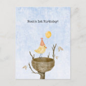 Cute Yellow Baby Bird With Balloon Invitation ポストカード (正面)