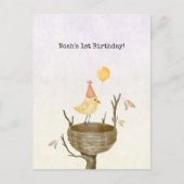 Cute Yellow Baby Bird With Balloon Invitation Brie ポストカード (正面)