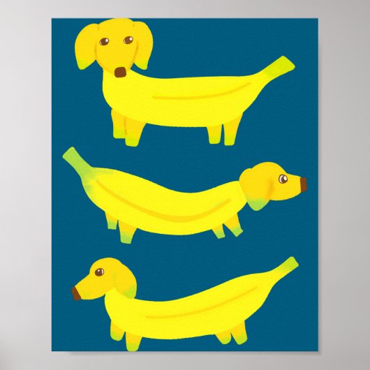Cute Yellow Banana Dogs Graphic ポスター (正面)