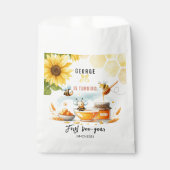 Cute Yellow Bee & Sunflower 1st Bee-Day Birthday フェイバーバッグ (正面)