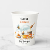 Cute Yellow Bee & Sunflower 1st Bee-Day Birthday 紙コップ (正面)