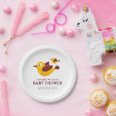 Cute Yellow Bird Baby Shower Paper Plates ペーパープレート (パーティー)