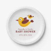 Cute Yellow Bird Baby Shower Paper Plates ペーパープレート (正面)