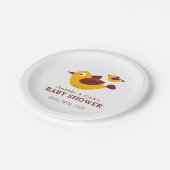 Cute Yellow Bird Baby Shower Paper Plates ペーパープレート (アングル)