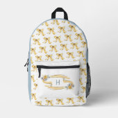 Cute yellow Bows Floral Initial Backpack プリントバックパック (正面)