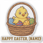 Cute Yellow Chick in Easter Basket Personalized St シール (正面)