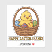 Cute Yellow Chick in Easter Basket Personalized St シール (シート)