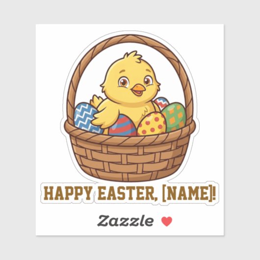 Cute Yellow Chick in Easter Basket Personalized St シール (シート)