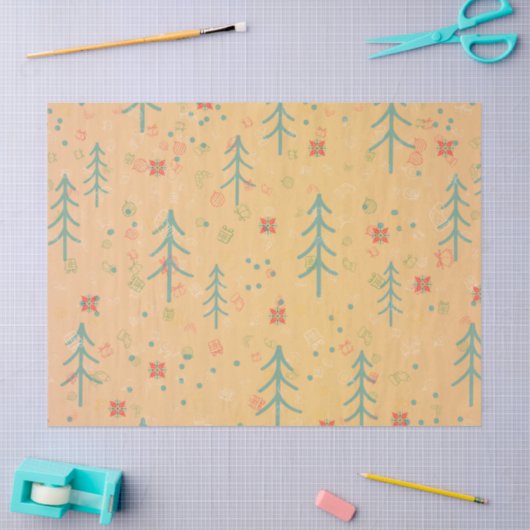 Cute Yellow Christmas 薄葉紙 (クラフト)