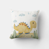 Cute Yellow Dinosaur Nursery Throw Pillow Gender クッション (正面)