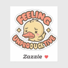 Cute Yellow Duck Puns Feeling Unproducktive シール