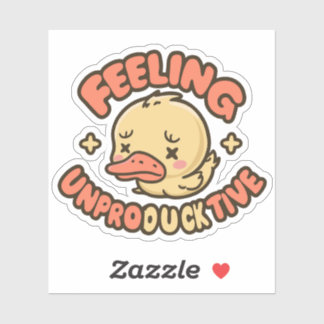 Cute Yellow Duck Puns Feeling Unproducktive シール