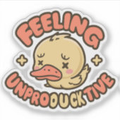 Cute Yellow Duck Puns Feeling Unproducktive シール (正面)