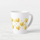 Cute Yellow Hearts Mug - Sweet Candy Love Pattern カフェラテマグ (右アングル)