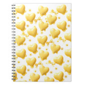 Cute Yellow Hearts Pattern Spiral Notebook ノートブック (正面)