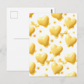 Cute Yellow Hearts Postcard - Sweet Candy Love Not ポストカード (正面/裏面)