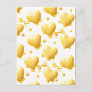Cute Yellow Hearts Postcard - Sweet Candy Love Not ポストカード