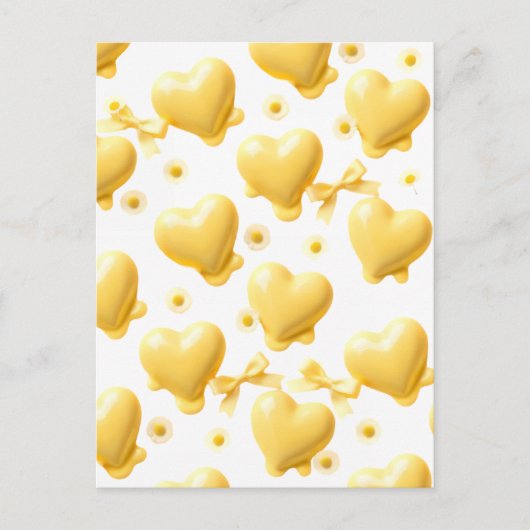 Cute Yellow Hearts Postcard - Sweet Candy Love Not ポストカード (正面)