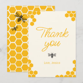 Cute Yellow Honeycomb Mommy to Bee Baby Shower サンキューカード