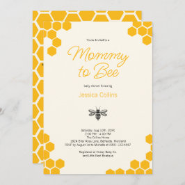 Cute Yellow Honeycomb Mommy to Bee Baby Shower 招待状