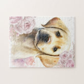 Cute Yellow Labrador Puppy Dog ジグソーパズル (横)