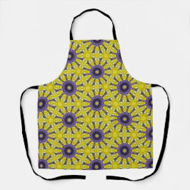 Cute Yellow Purple Kaleidoscope Geometric Pattern エプロン