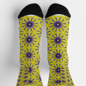 Cute Yellow Purple Kaleidoscope Geometric Pattern ソックス (上部)