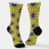 Cute Yellow Purple Kaleidoscope Geometric Pattern ソックス (傾斜あり)