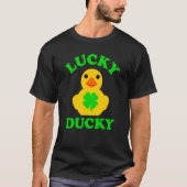 Cute Yellow Rubber Duck Four Leaf C Lucky Ducky Tシャツ (正面)