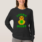 Cute Yellow Rubber Duck Four Leaf C Lucky Ducky Tシャツ (正面)