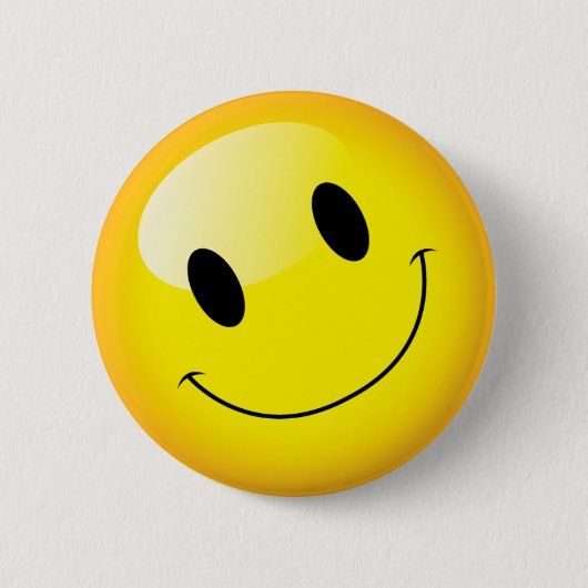 Cute Yellow Smiling Face Emoticon 缶バッジ (正面)