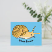 Cute yellow snail cartoon illustration ポストカード (スタンド正面)