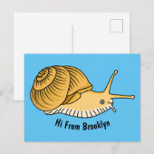 Cute yellow snail cartoon illustration ポストカード (正面/裏面)
