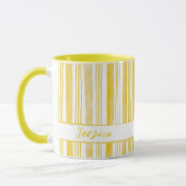 Cute Yellow Striped Custom Name Coffee マグカップ (左)