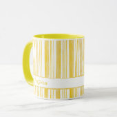 Cute Yellow Striped Custom Name Coffee マグカップ (正面左)