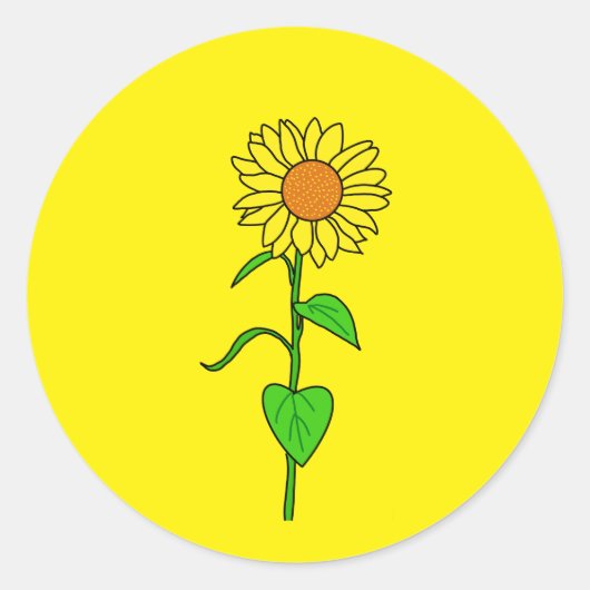 Cute yellow sunflower for small business packing ラウンドシール (正面)