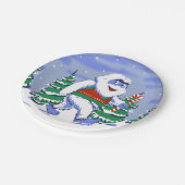 Cute yeti christmas in forest ペーパープレート (アングル)