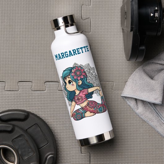 cute yoga girl gym water bottle ウォーターボトル (ジム (回転後))